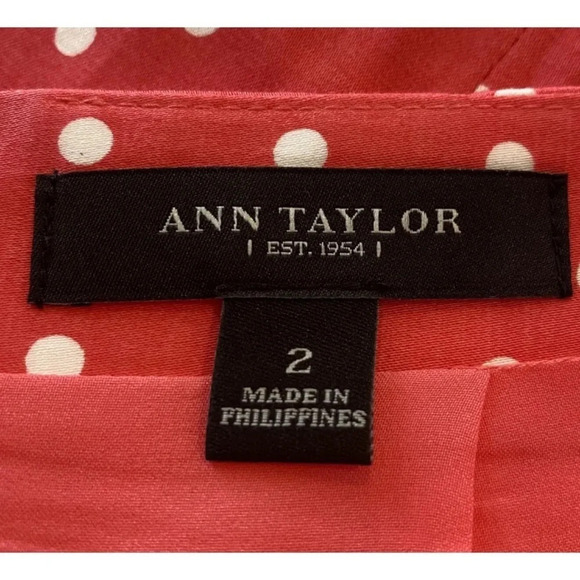 Ann Taylor Pink White Polka Dot Flat Front‎ Pencil Skirt Womens Size 2 (835) - Picture 4 of 6